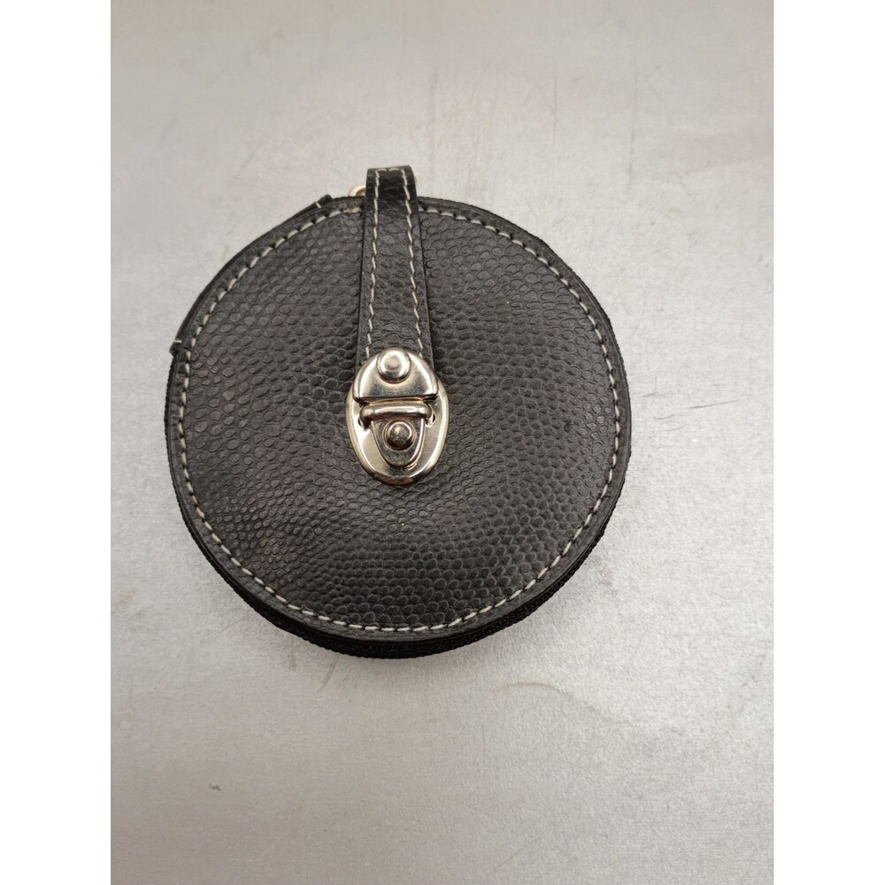 Black  Faux Leather Zip & Clip Coin Holder